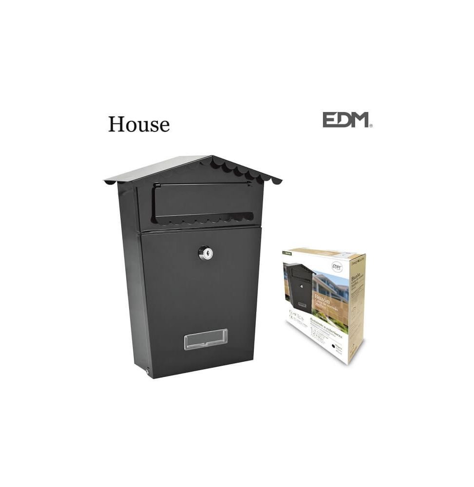 Caixa de correio EDM House Preto Aço (21 x 6 x 30 cm)
