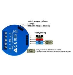 Módulo Interruptor p/ Automação Wi-Fi 110...220V 16A - Shelly 1