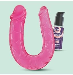 DEEP DIVER DILDO DUPLO COM LUBRIFICANTE ANAL 50ML CRUSHIOUS ROSA