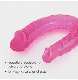 DEEP DIVER DILDO DUPLO COM LUBRIFICANTE ANAL 50ML CRUSHIOUS ROSA