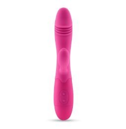 VIBRADOR RECARREGÁVEL COM ESTIMULADOR DE CLITÓRIS BLOSSOMS ROSA CHOQUE E LUBRIFICANTE À BASE DE ÁGUA INCLUÍDO CRUSHIOUS