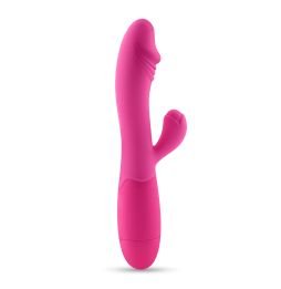 VIBRADOR RECARREGÁVEL COM ESTIMULADOR DE CLITÓRIS BLOSSOMS ROSA CHOQUE E LUBRIFICANTE À BASE DE ÁGUA INCLUÍDO CRUSHIOUS