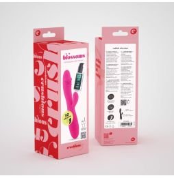 VIBRADOR RECARREGÁVEL COM ESTIMULADOR DE CLITÓRIS BLOSSOMS ROSA CHOQUE E LUBRIFICANTE À BASE DE ÁGUA INCLUÍDO CRUSHIOUS