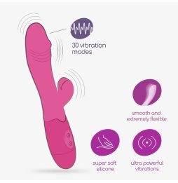 VIBRADOR RECARREGÁVEL COM ESTIMULADOR DE CLITÓRIS BLOSSOMS ROSA CHOQUE E LUBRIFICANTE À BASE DE ÁGUA INCLUÍDO CRUSHIOUS