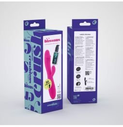 VIBRADOR RECARREGÁVEL COM ESTIMULADOR DE CLITÓRIS BLOSSOMS ROSA CHOQUE E LUBRIFICANTE À BASE DE ÁGUA INCLUÍDO CRUSHIOUS