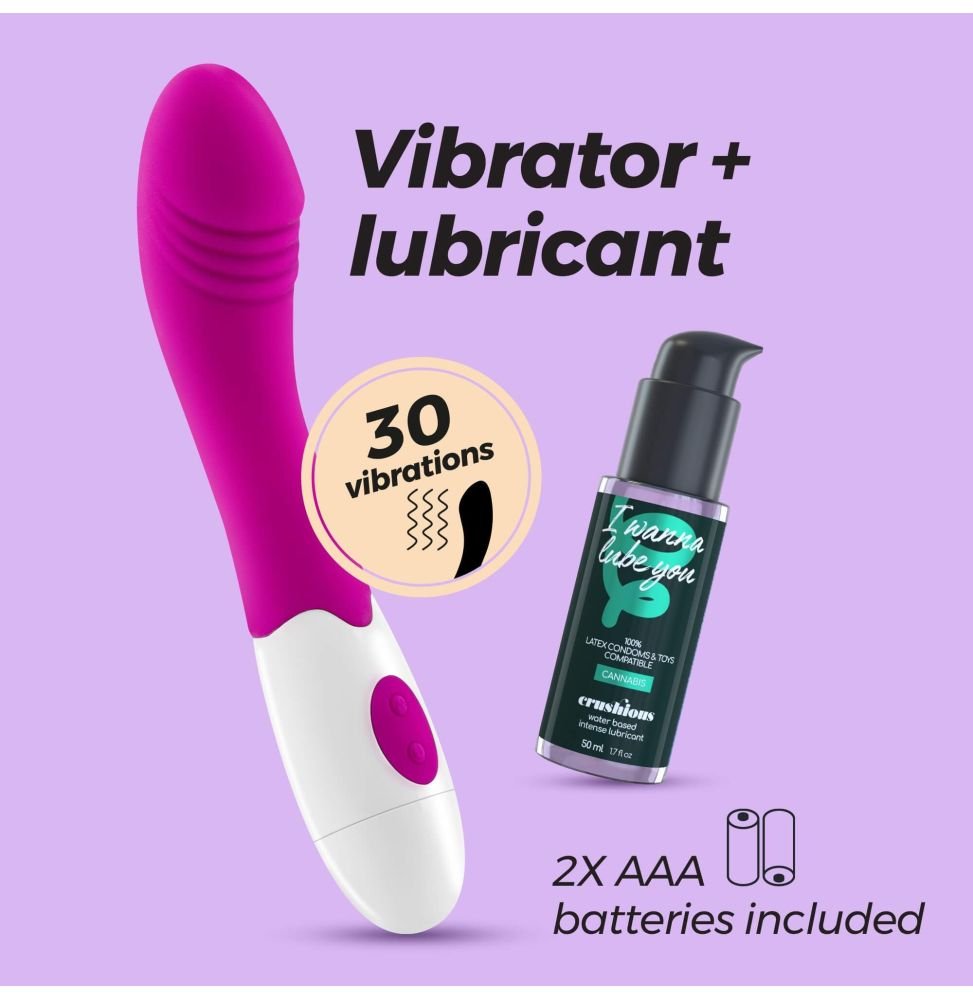 VIBRADOR GROWLIE COM LUBRIFICANTE À BASE DE ÁGUA INCLUÍDO CRUSHIOUS