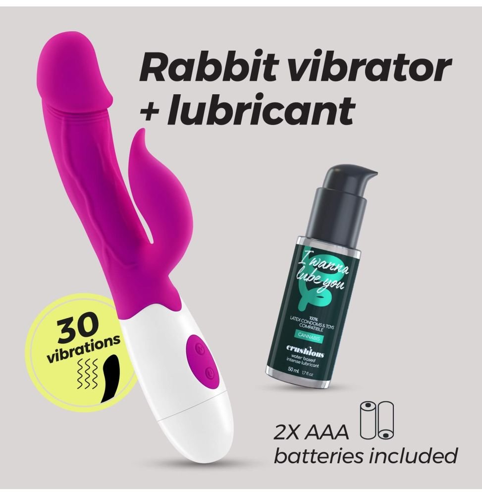 VIBRADOR COM ESTIMULADOR DE CLITÓRIS MOCHI ROXO E LUBRIFICANTE À BASE DE ÁGUA INCLUÍDO CRUSHIOUS