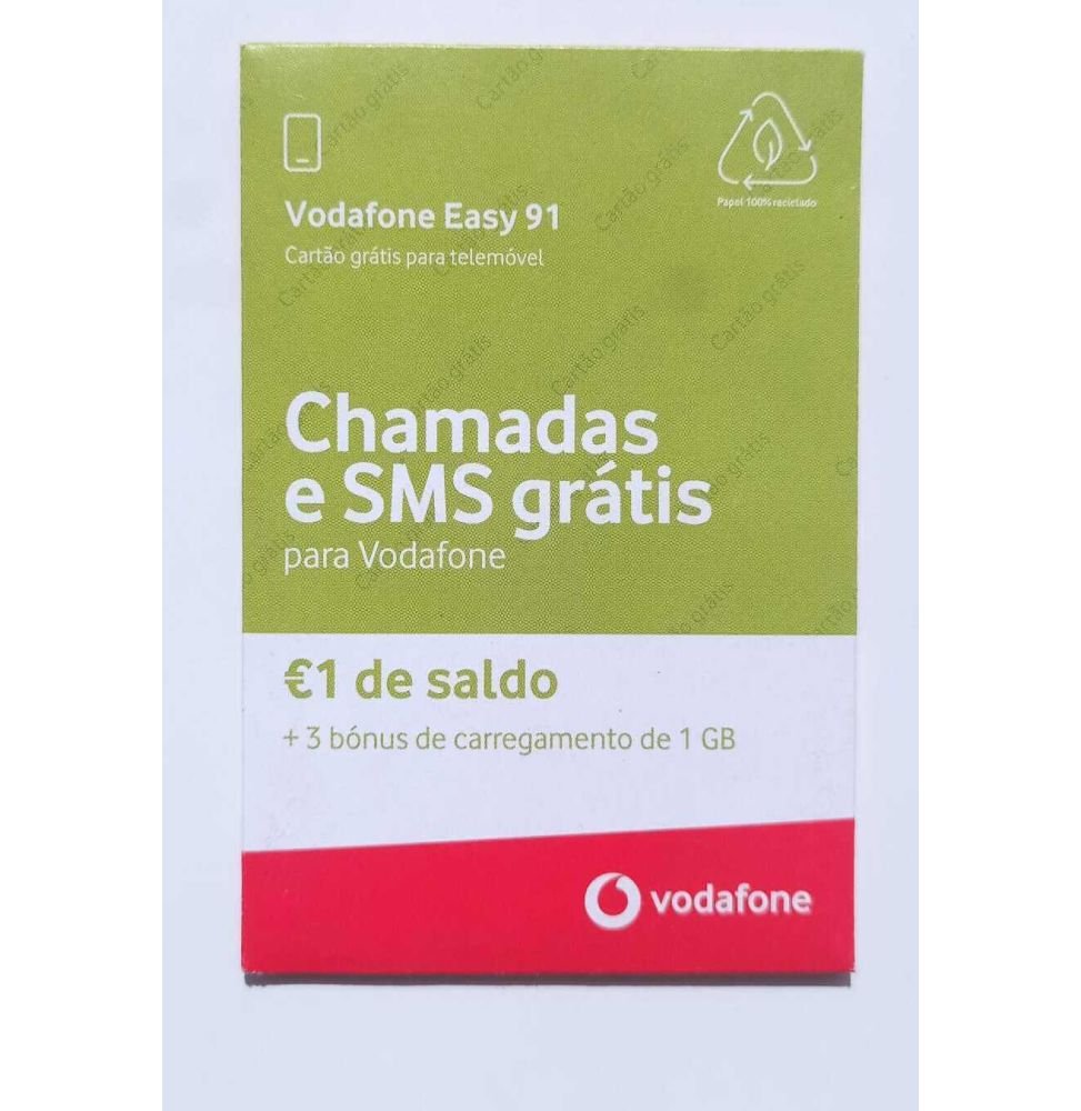 Cartão SIM Vodafone Easy 91 1€ Saldo