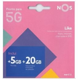 Cartão Sim Nos Like 5gb+20gb de Internet Nas 4 Primeiras Semana e 1.500 Min/Sms Durante 1 Mês