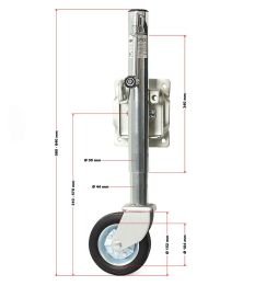 Roda jockey com suporte para carros e reboques com manivela